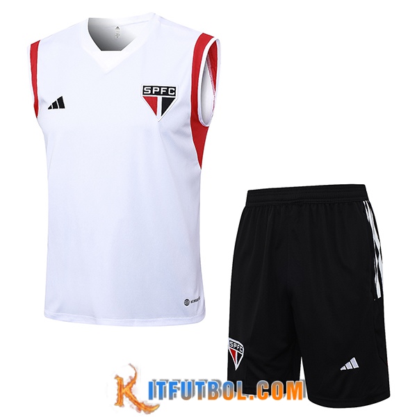 La Camiseta Entrenamiento Sin Mangas Cortos Sao Paulo FC Blanco 2023