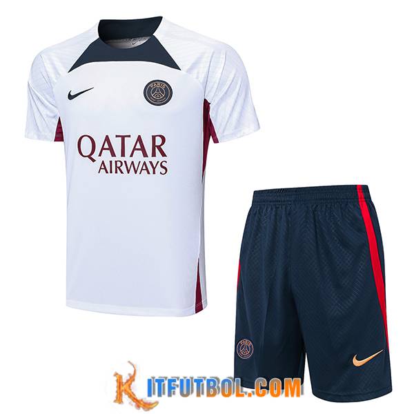 Tienda Camiseta Entrenamiento Cortos PSG Blanco 2023 2024 04