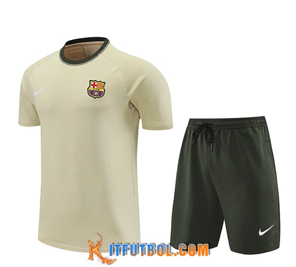 Las Nuevas Camiseta Entrenamiento + Cortos FC Barcelona Beige/Verde ...